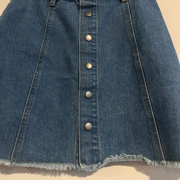 Harper Skirt Women S Denim Button Front 90s Mini High Waist Collegiate Preppy - Picture 3 of 4